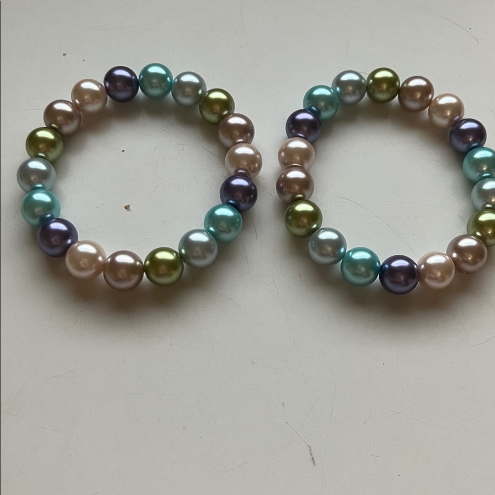 Multicolor Pearl Beaded Bracelets - Picture 2 of 3